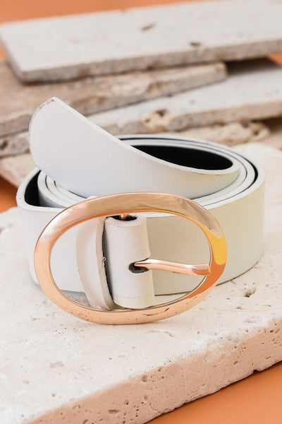 Oval Buckle Leather Belt