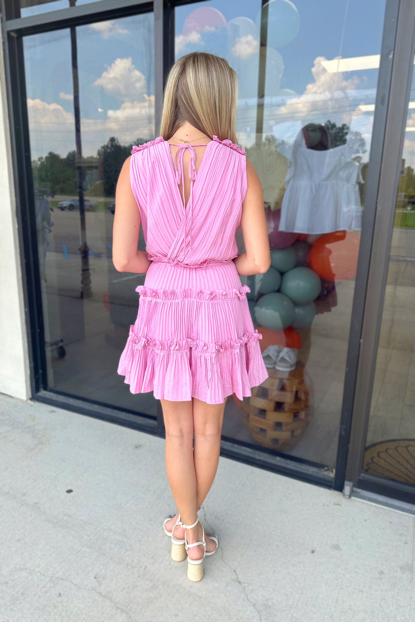 Pleated in Pink Dress