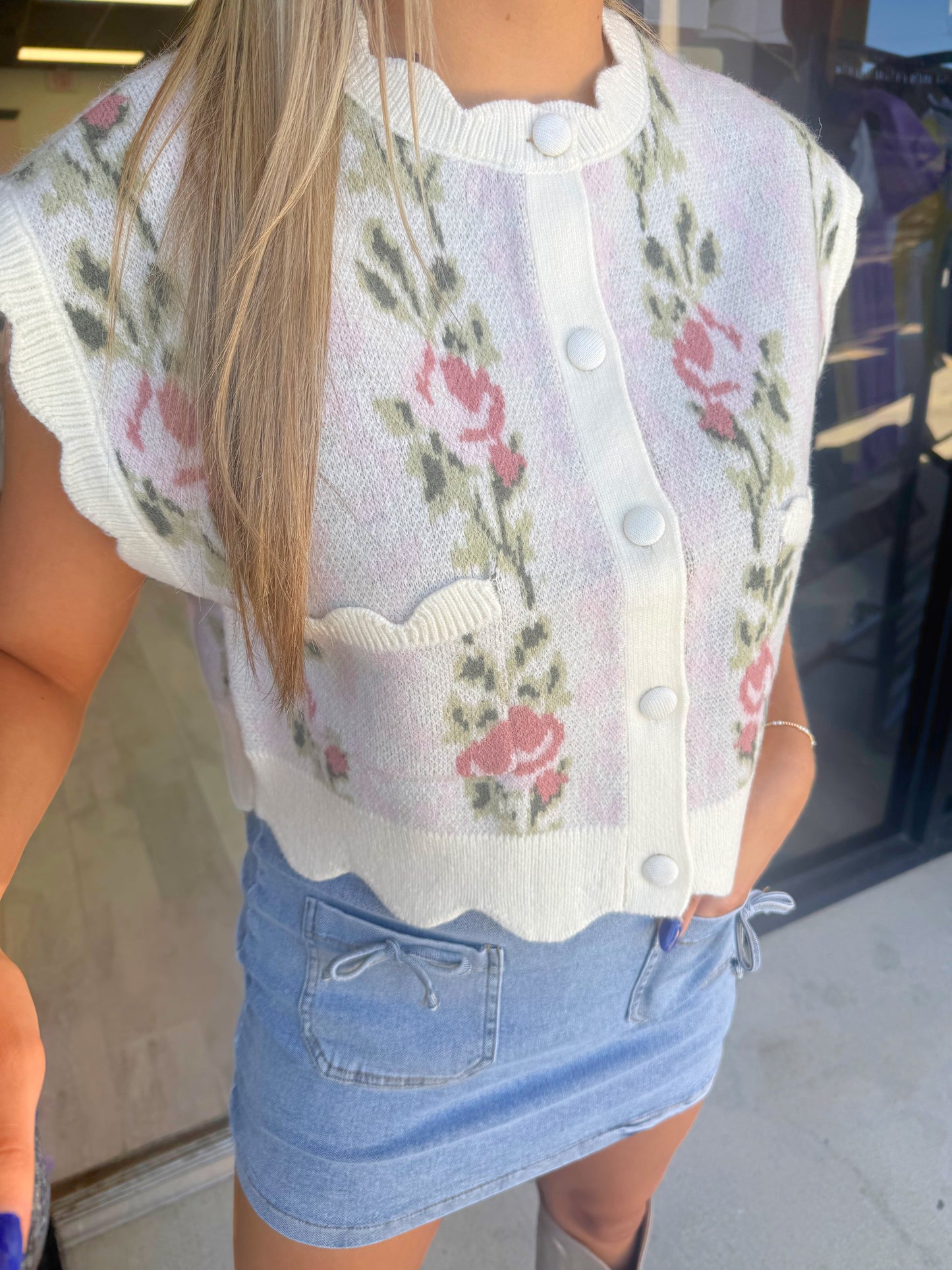 Florally Scalloped Top