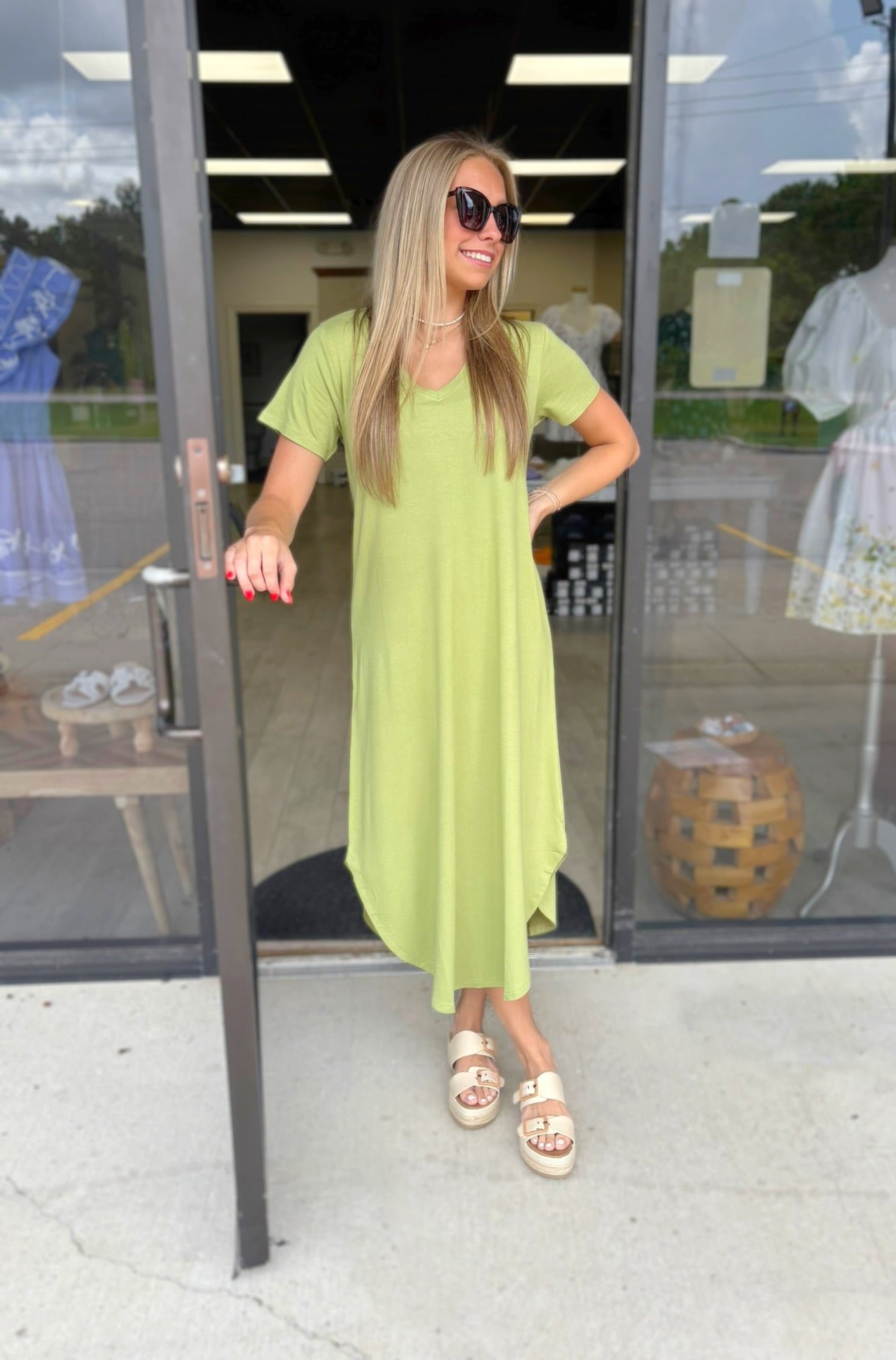 Olive Summer Midi Dress