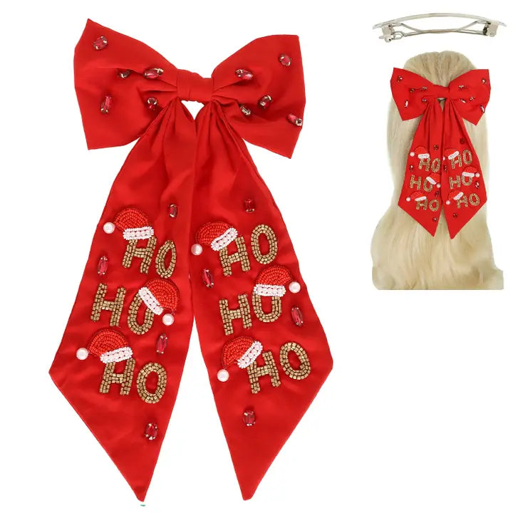 "HO HO HO" Embellished Bow