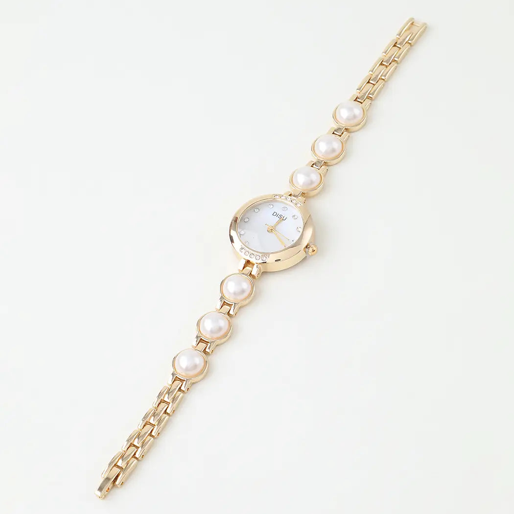 Elegant Pearl Accent Gold Watch