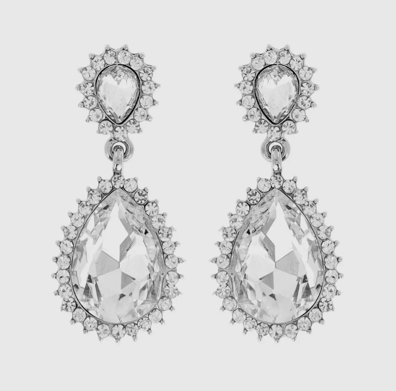 Halo Earrings in Silver Clear