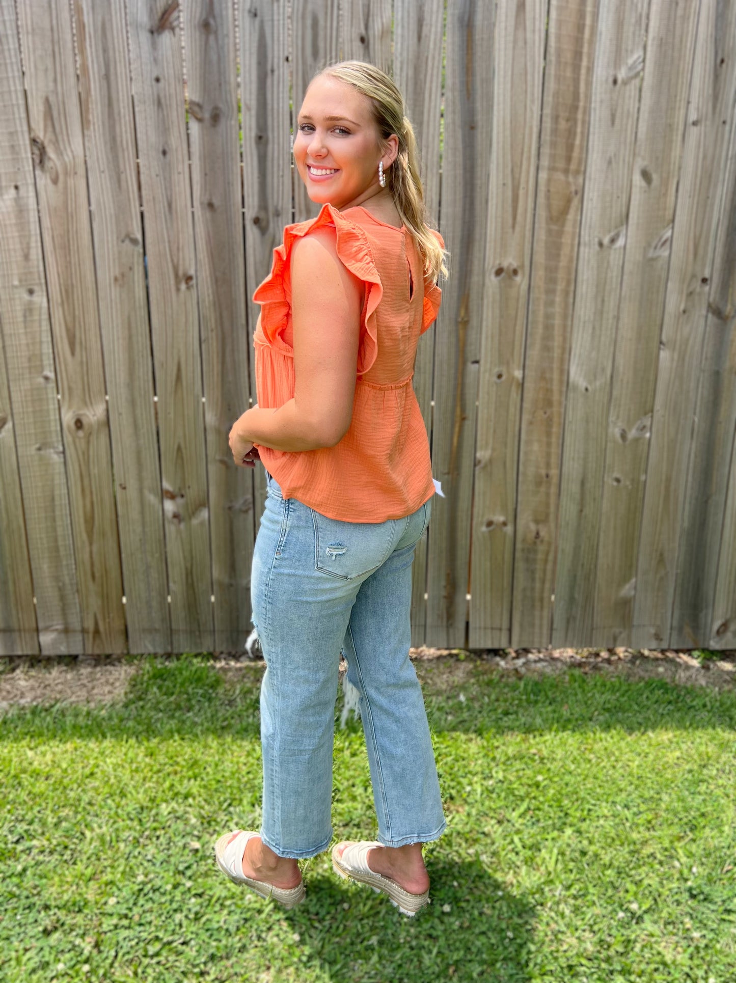 LARGE - Perfect Papaya Gauze Blouse