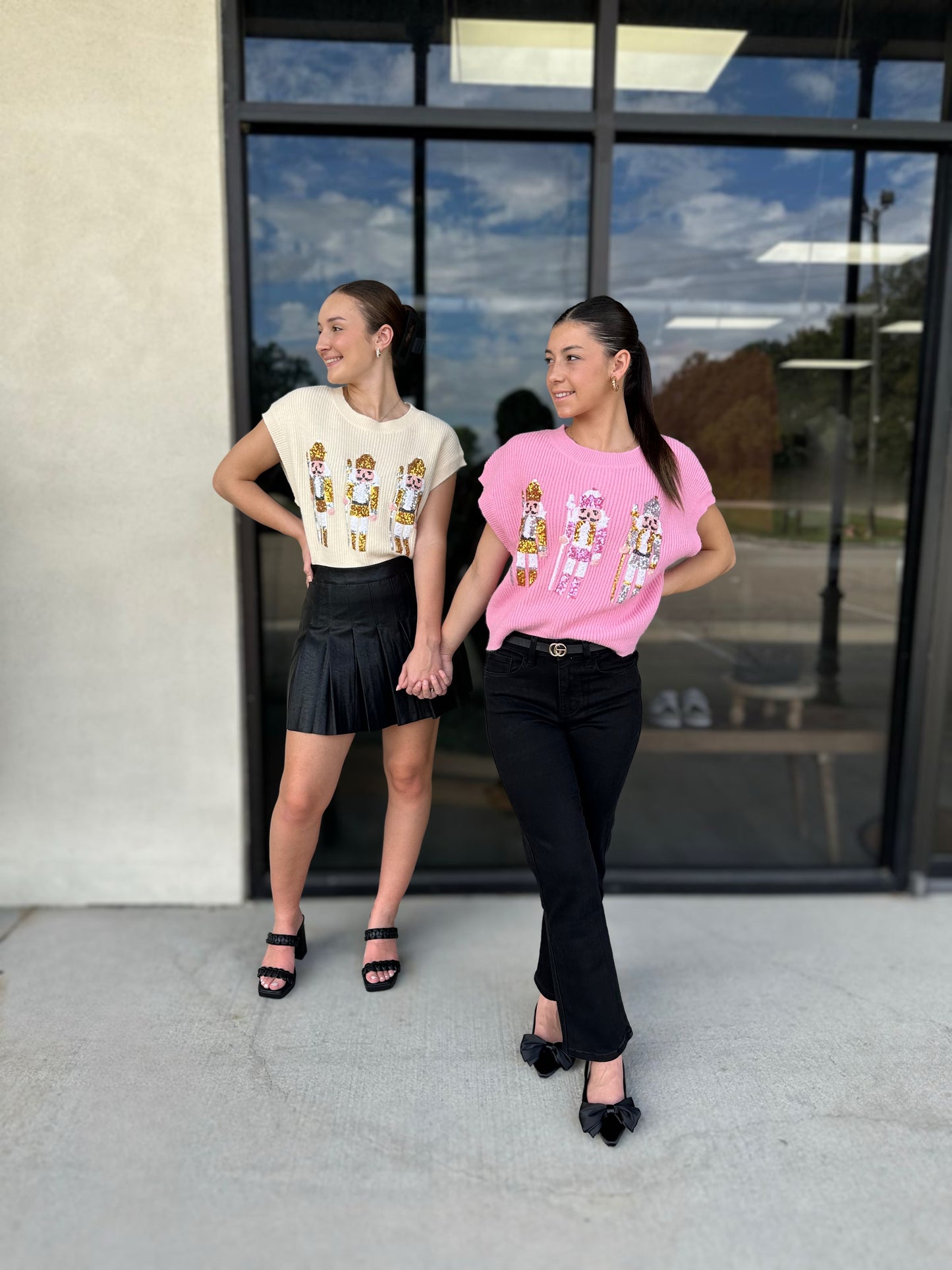 Sequin Soldier Sweater in Ivory