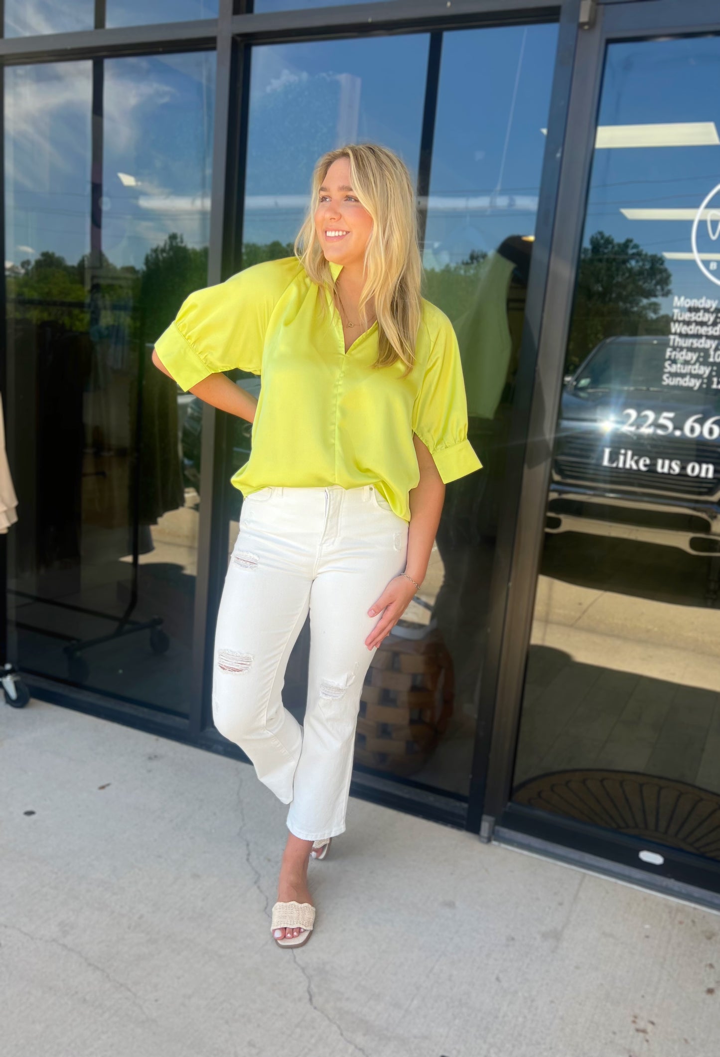 Simply Satin Blouse in Kiwi