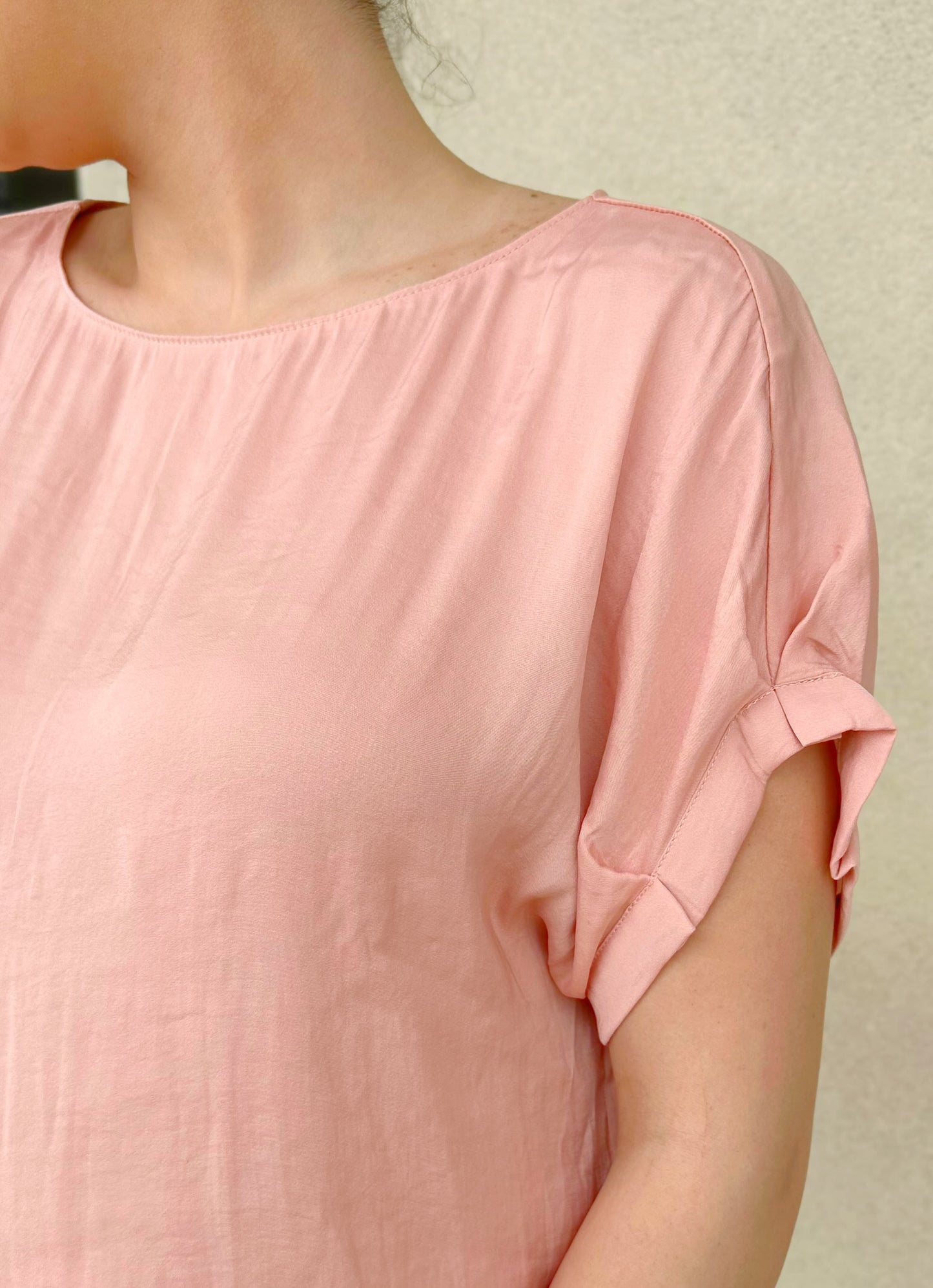 LARGE - Pleated Drop Blouse in Rose Dawn