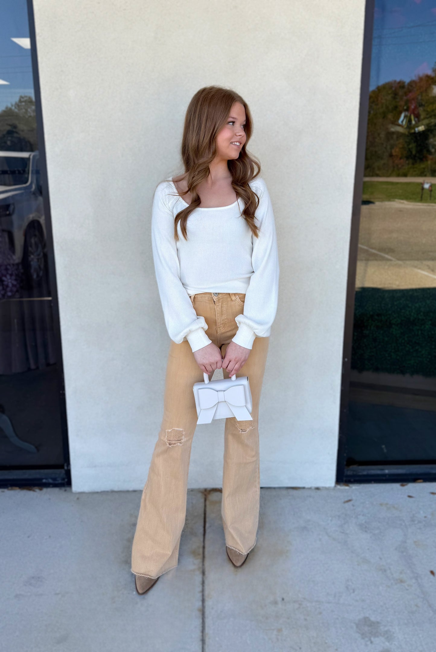 SMALL - Casually Cream Knit Top