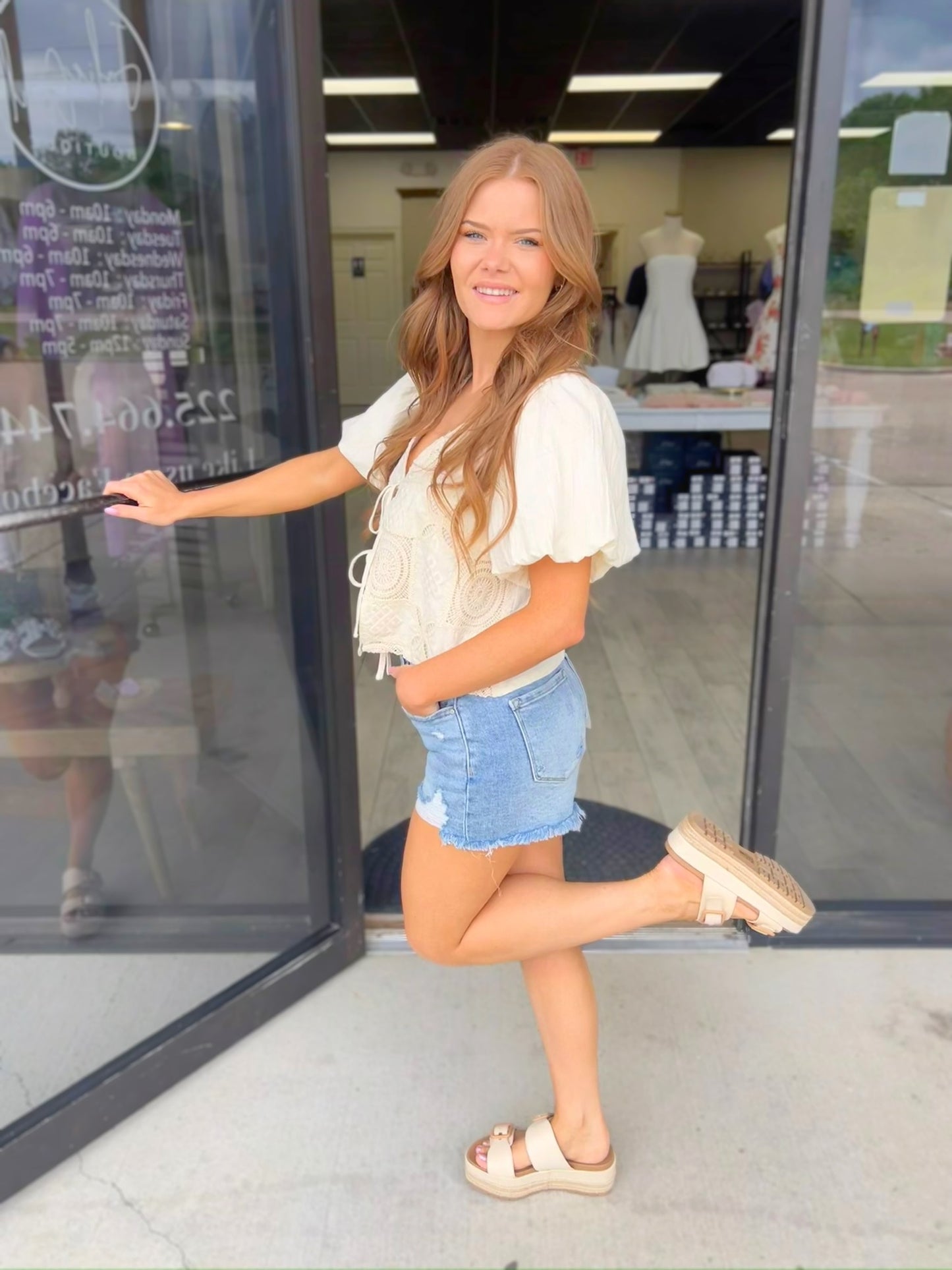 MEDIUM - Crochet in Cream Top