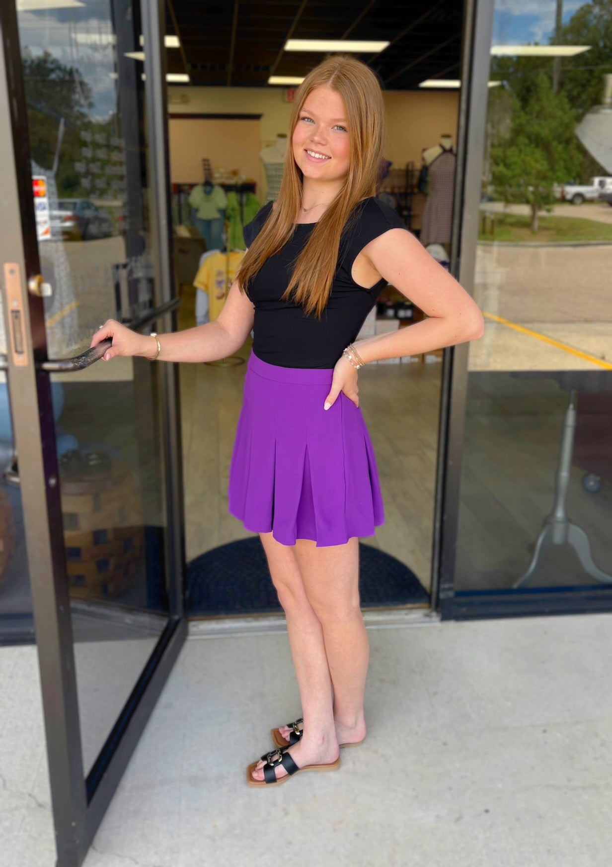 Ellie Pleated Skort: Purple