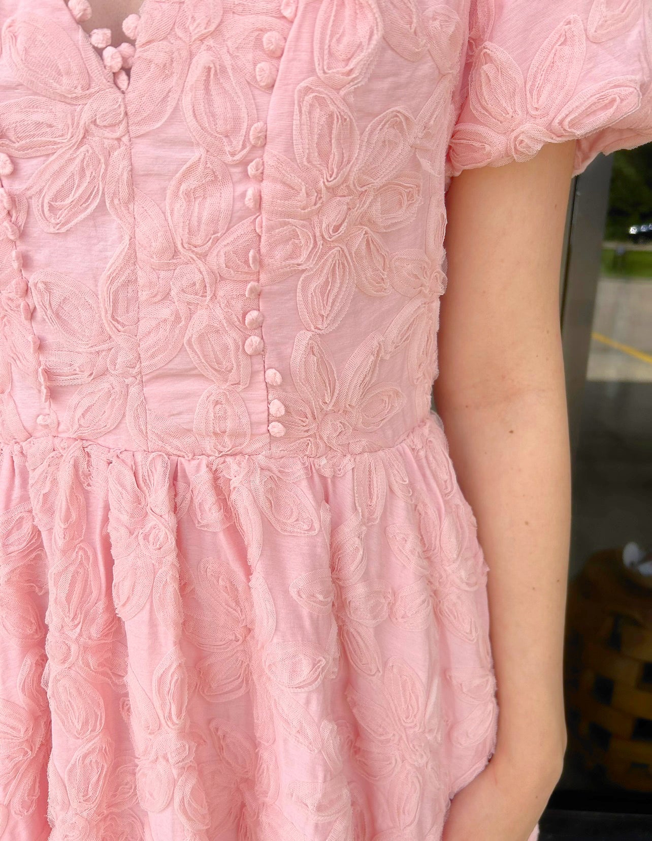 Textured in Tulle Floral Dress in Blossom