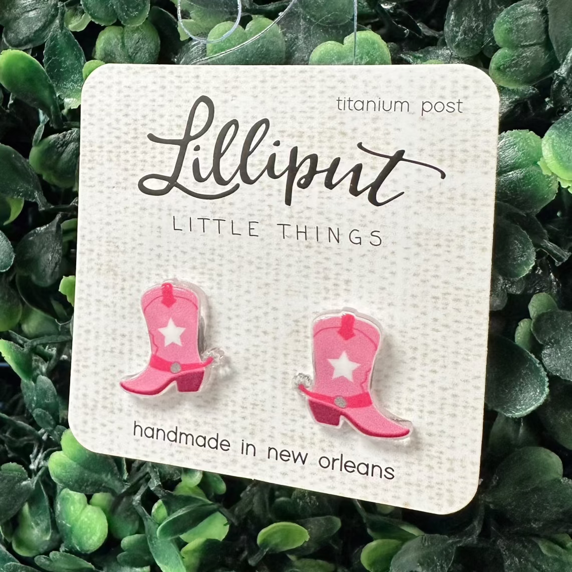 Lilliput Pink Cowgirl Boots Earrings