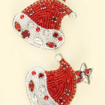 Santa Hat Beaded Earrings