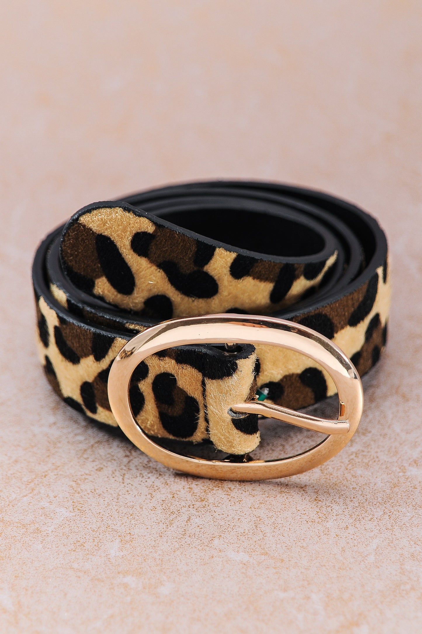 Oval Buckle Leather Belt