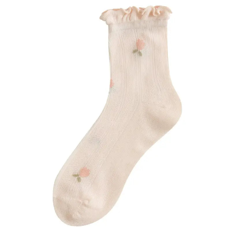 Floral Print Ruffle Socks