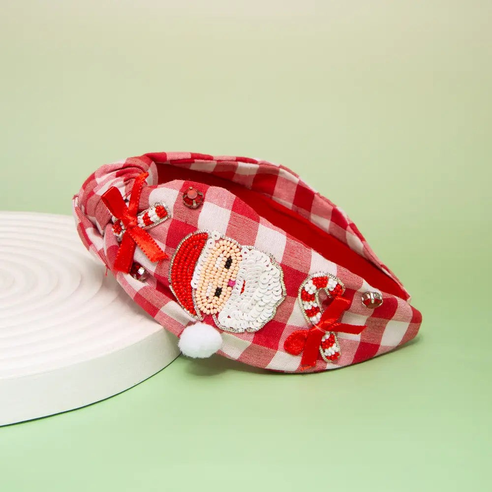 Gingham Santa Headband