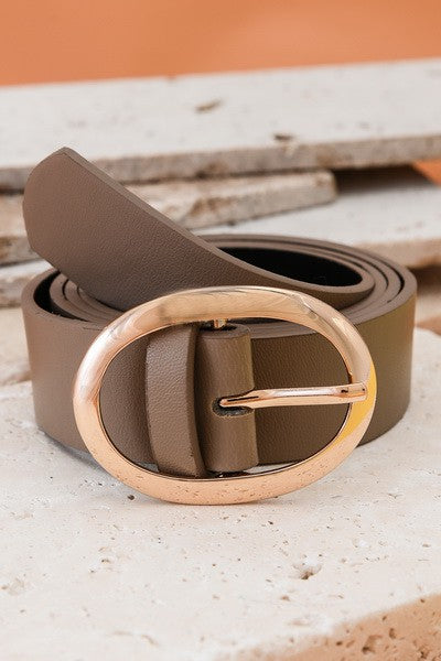 Oval Buckle Leather Belt