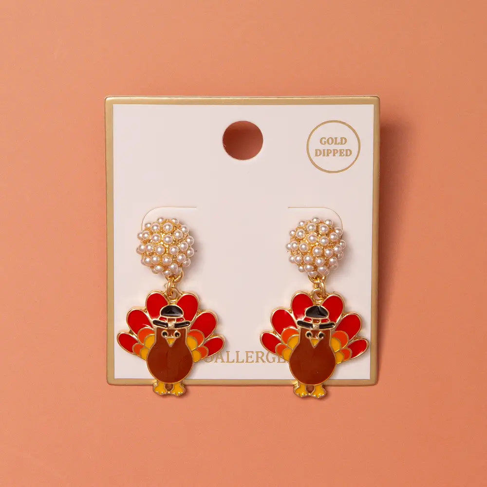 Turkey & Pearl Earrings