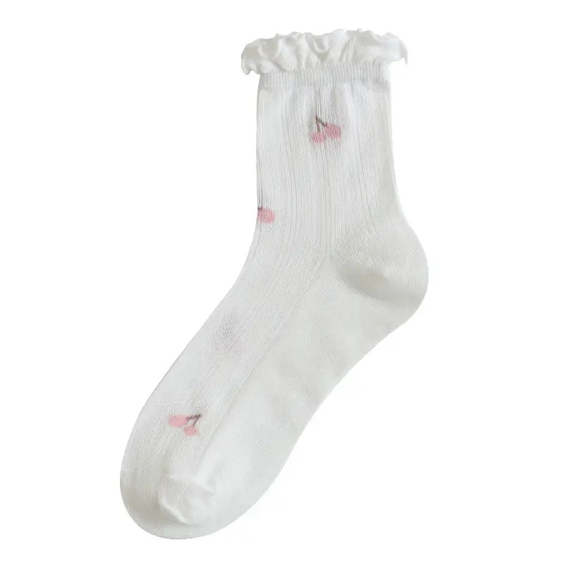 Floral Print Ruffle Socks