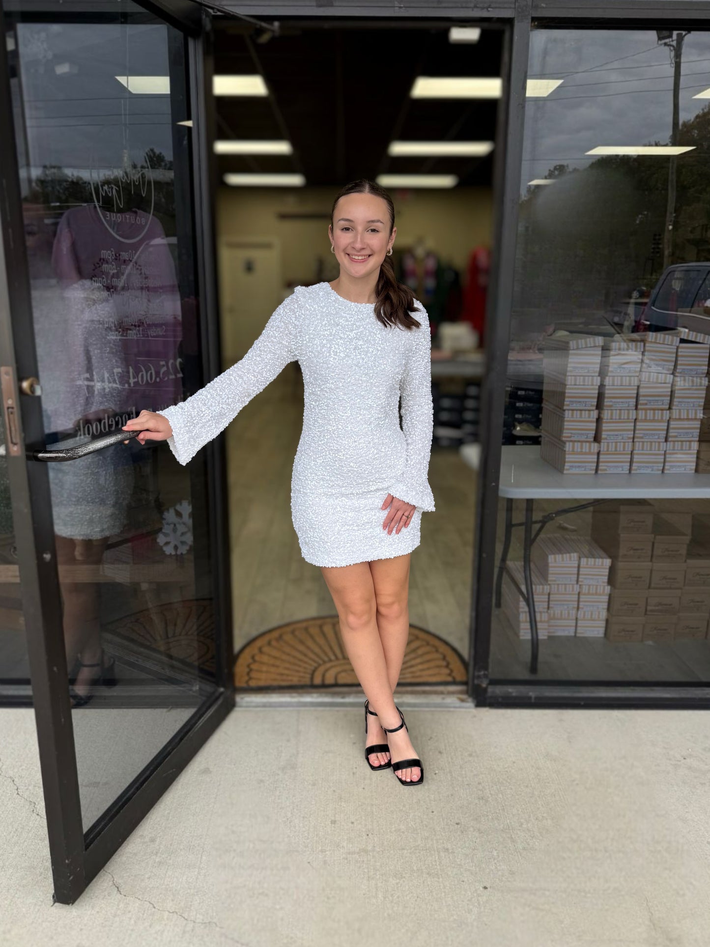 White Whimsy Sequin Dress