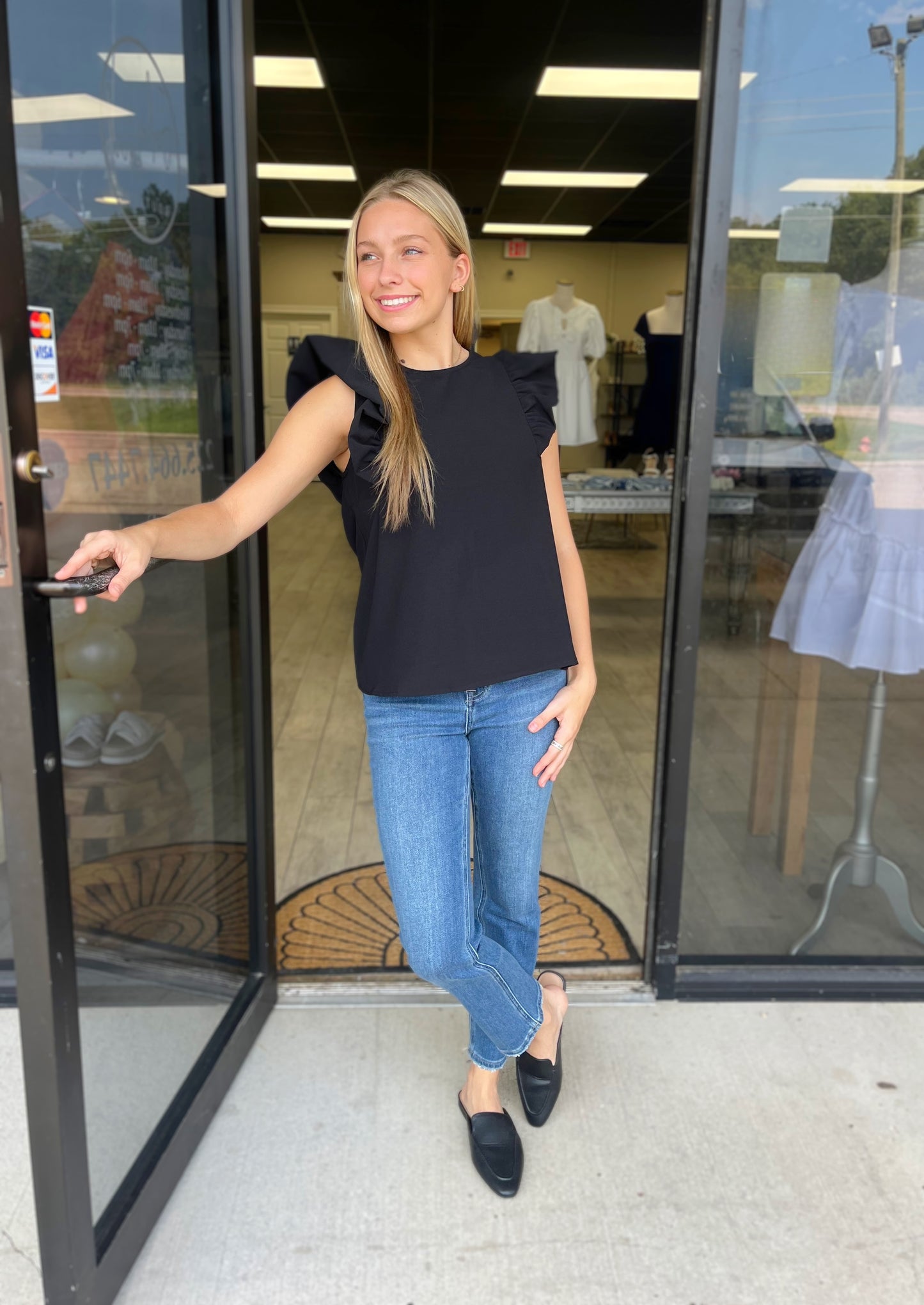 Bubbly in Black Blouse