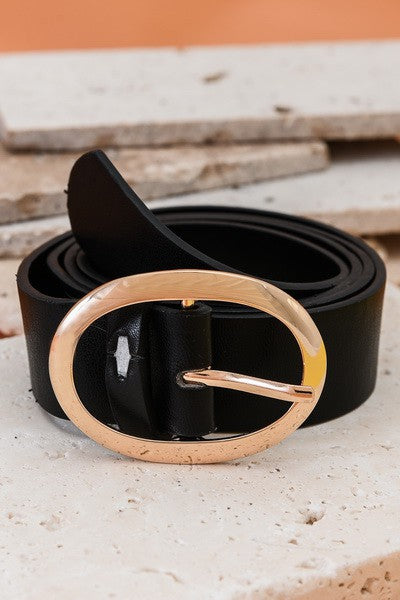 Oval Buckle Leather Belt