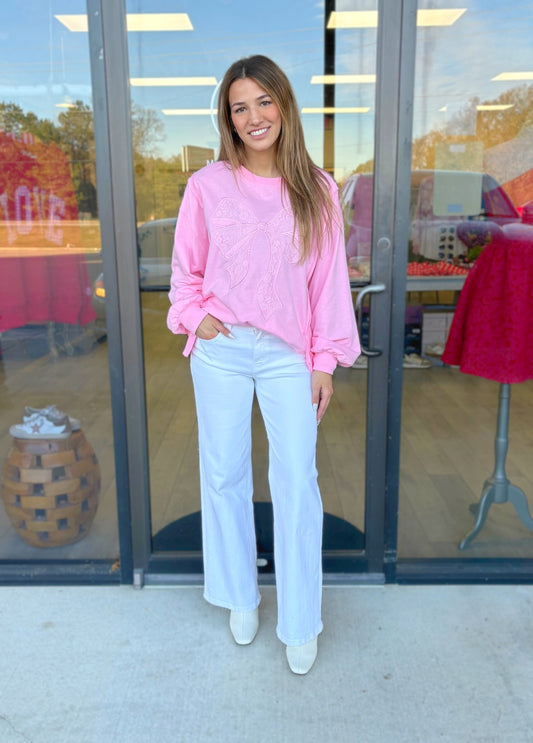 SMALL-Coquette Lace Sweatshirt