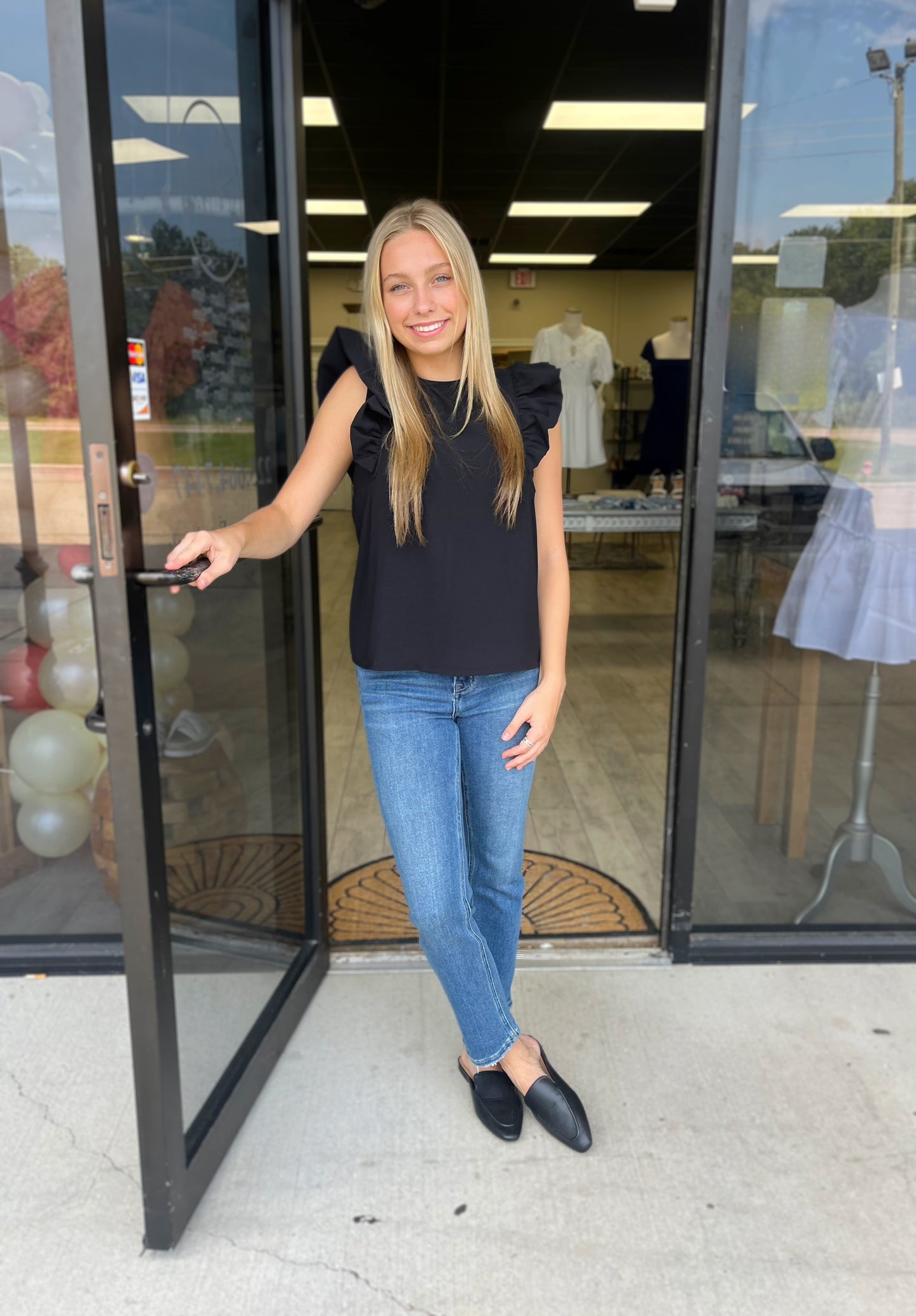 Bubbly in Black Blouse