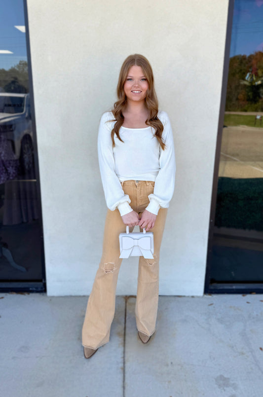 SMALL - Casually Cream Knit Top