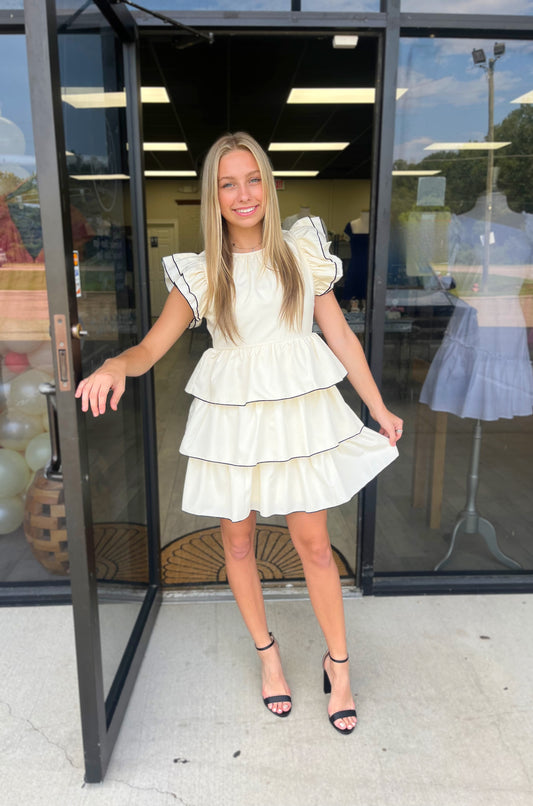 Cream Ruffle Dress