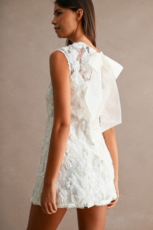 Missy Floral Applique Overlay Mini Dress