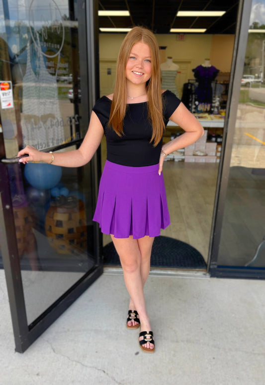 Ellie Pleated Skort: Purple