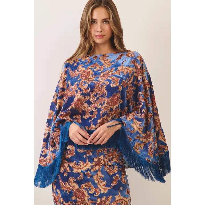 Floral Fringe Pancho