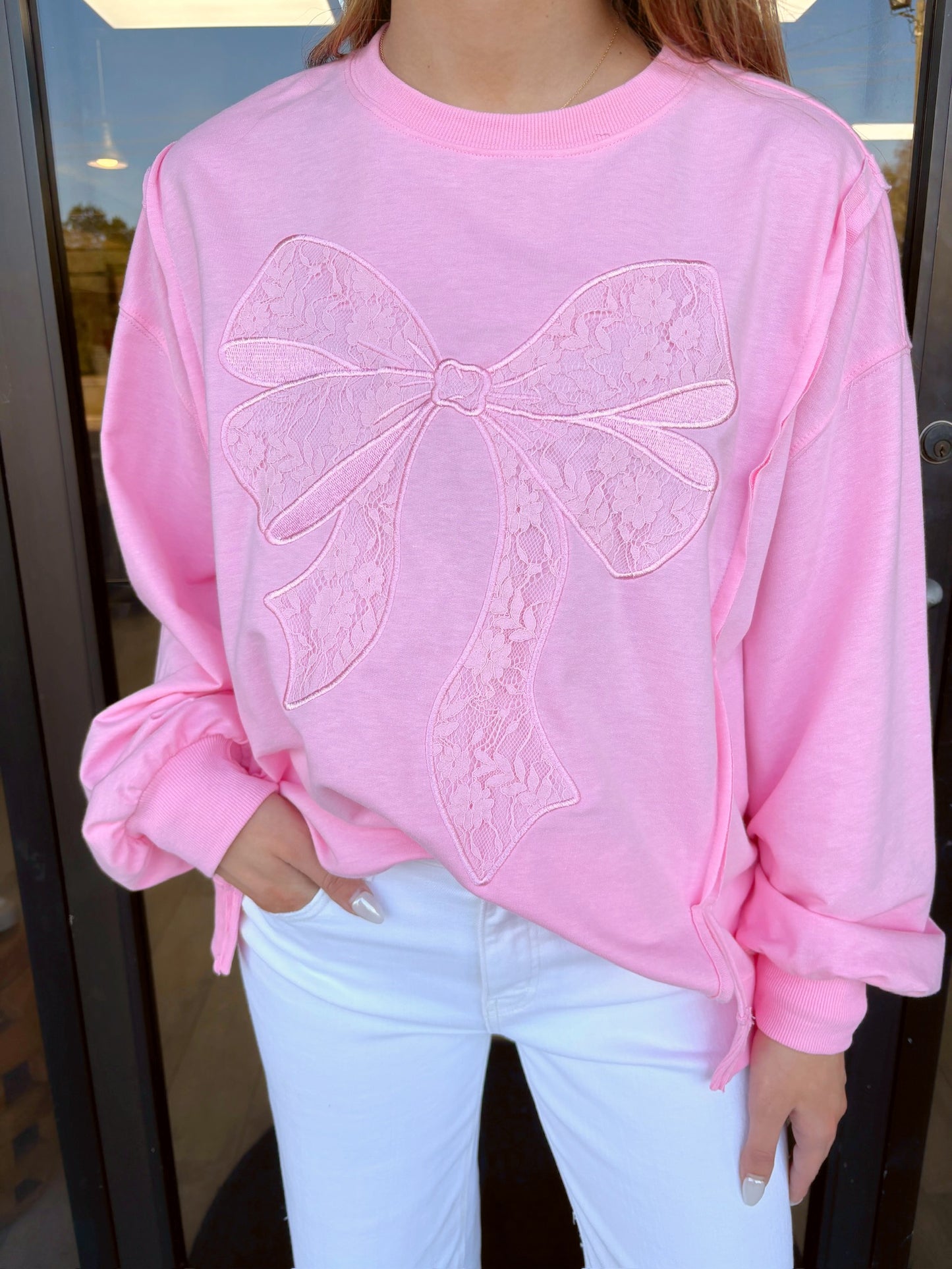 SMALL-Coquette Lace Sweatshirt