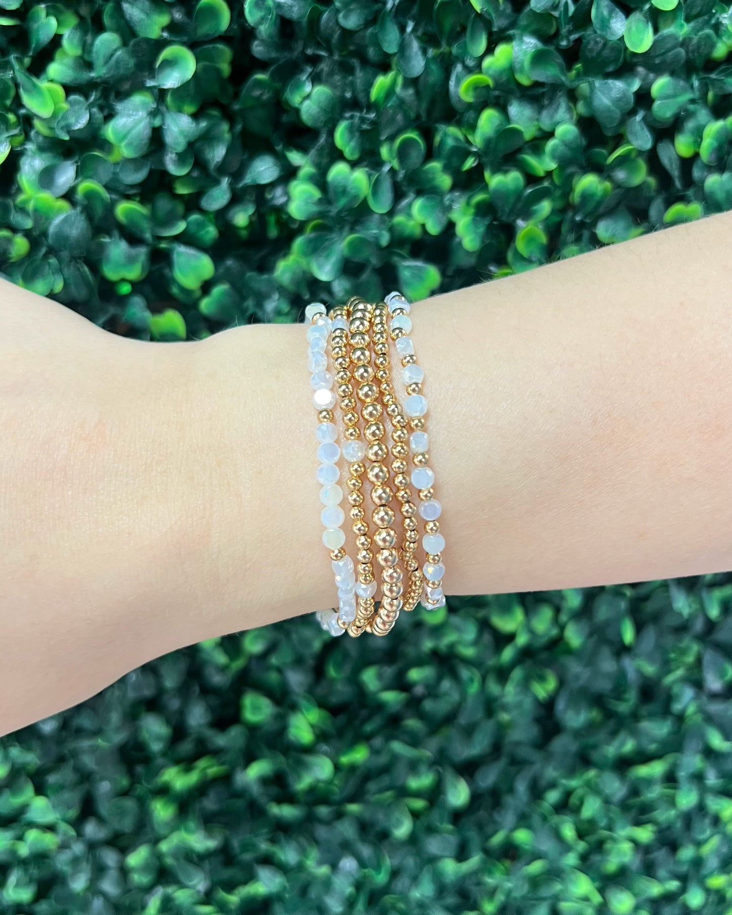 Gold Glass Stack Bracelets