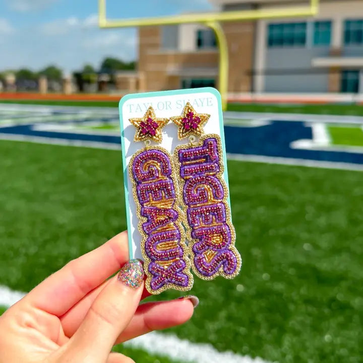 LSU Geaux Tigers Beaded Drops