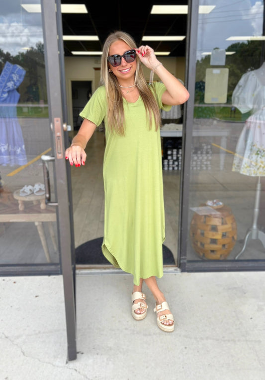 Olive Summer Midi Dress