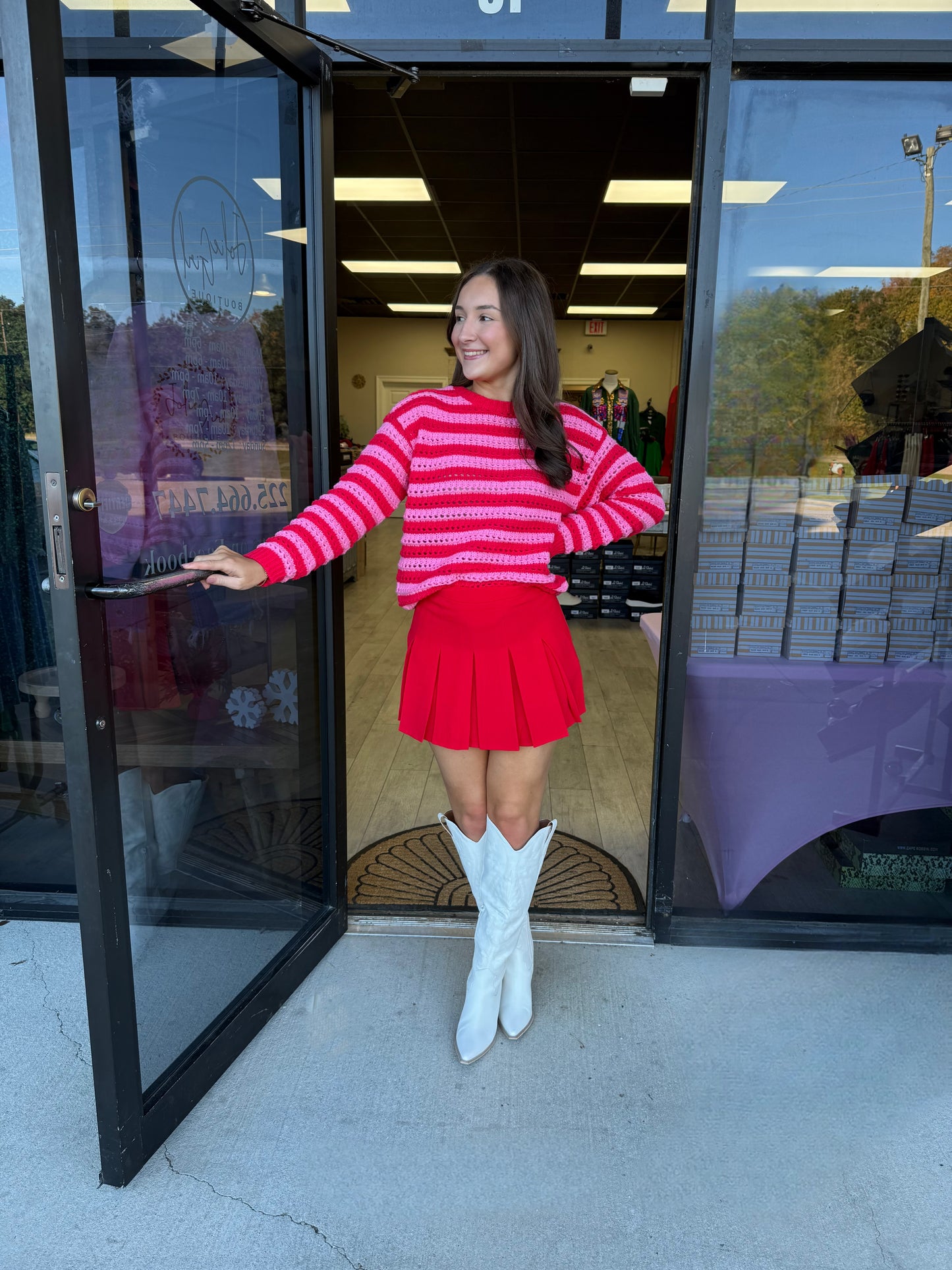 Ellie Pleated Skort: Red