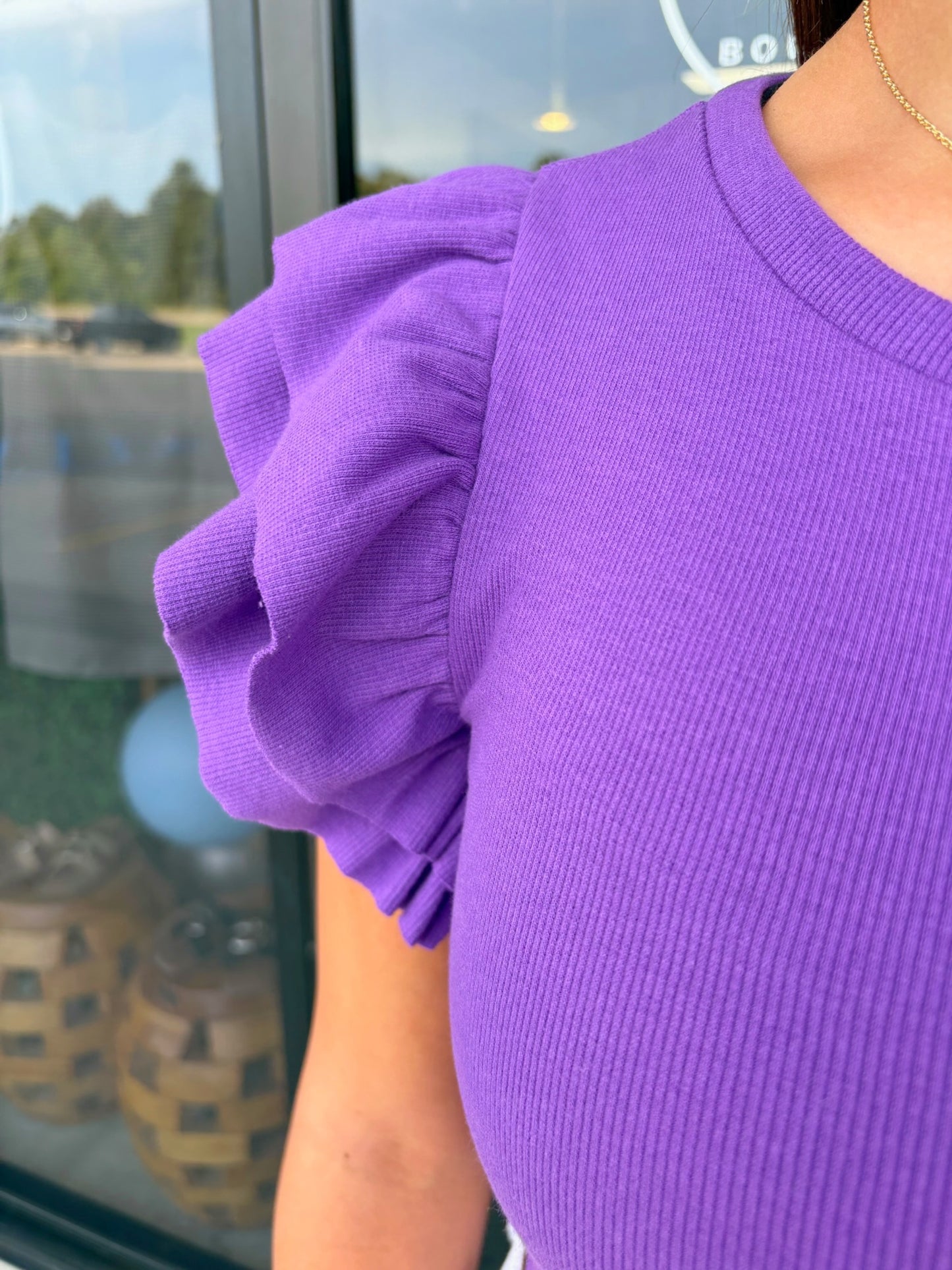 Ribbed & Ruffled Top