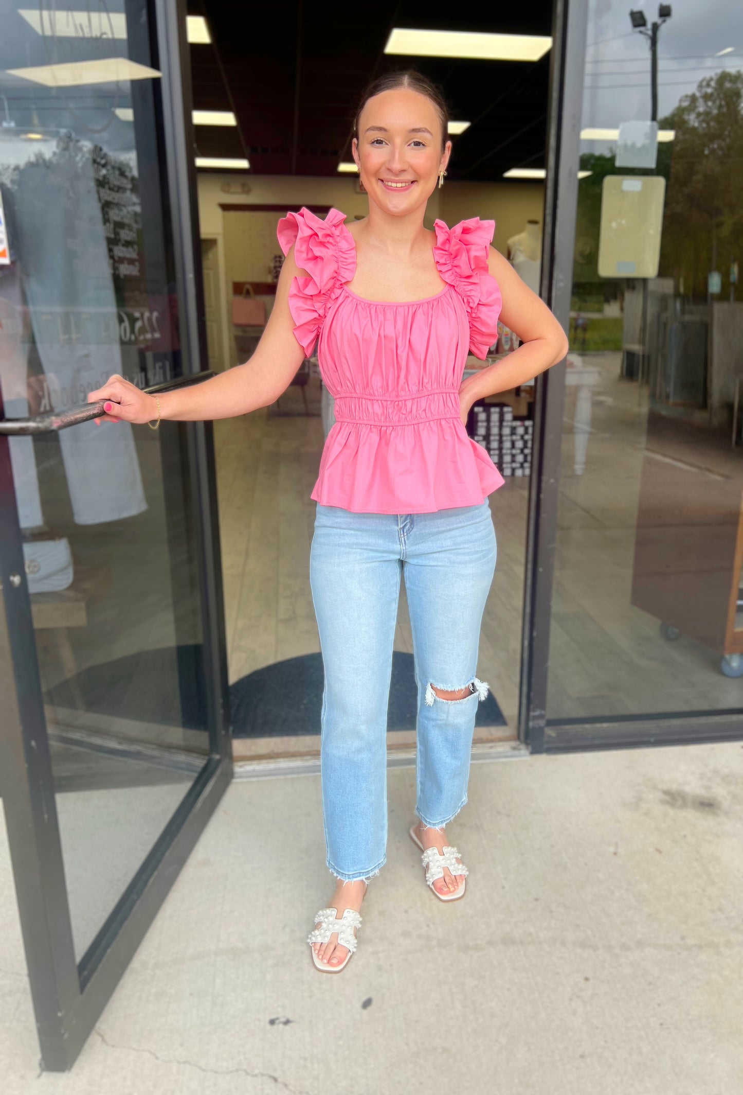 Pinkly Ruffled Blouse