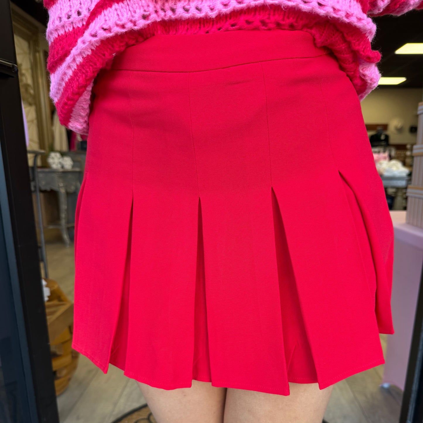 Ellie Pleated Skort: Red