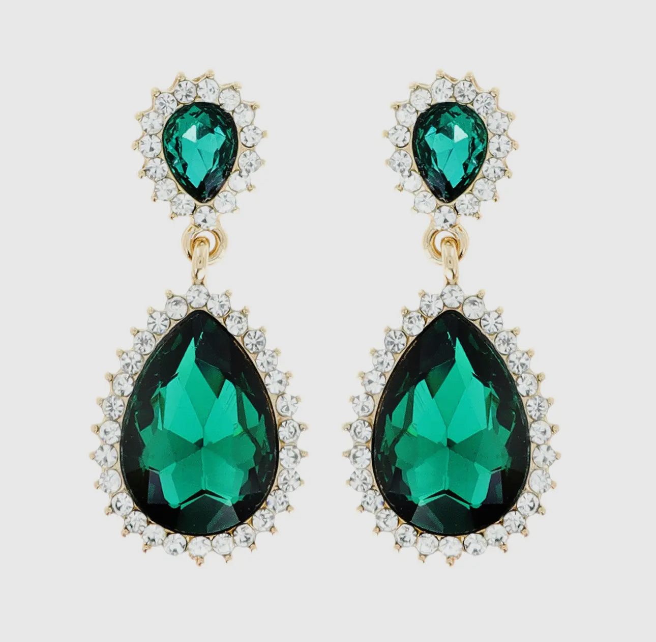 Halo Earrings in Emerald
