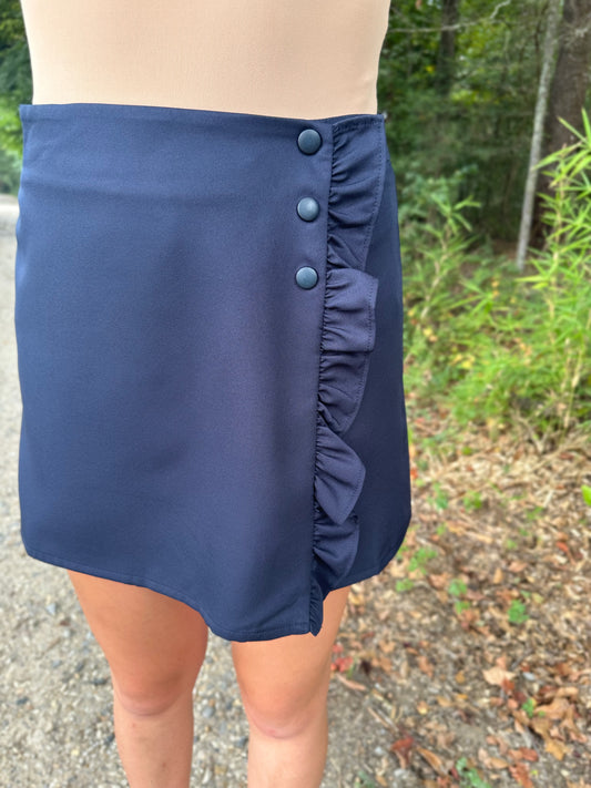 All the Ruffles Skort in Navy