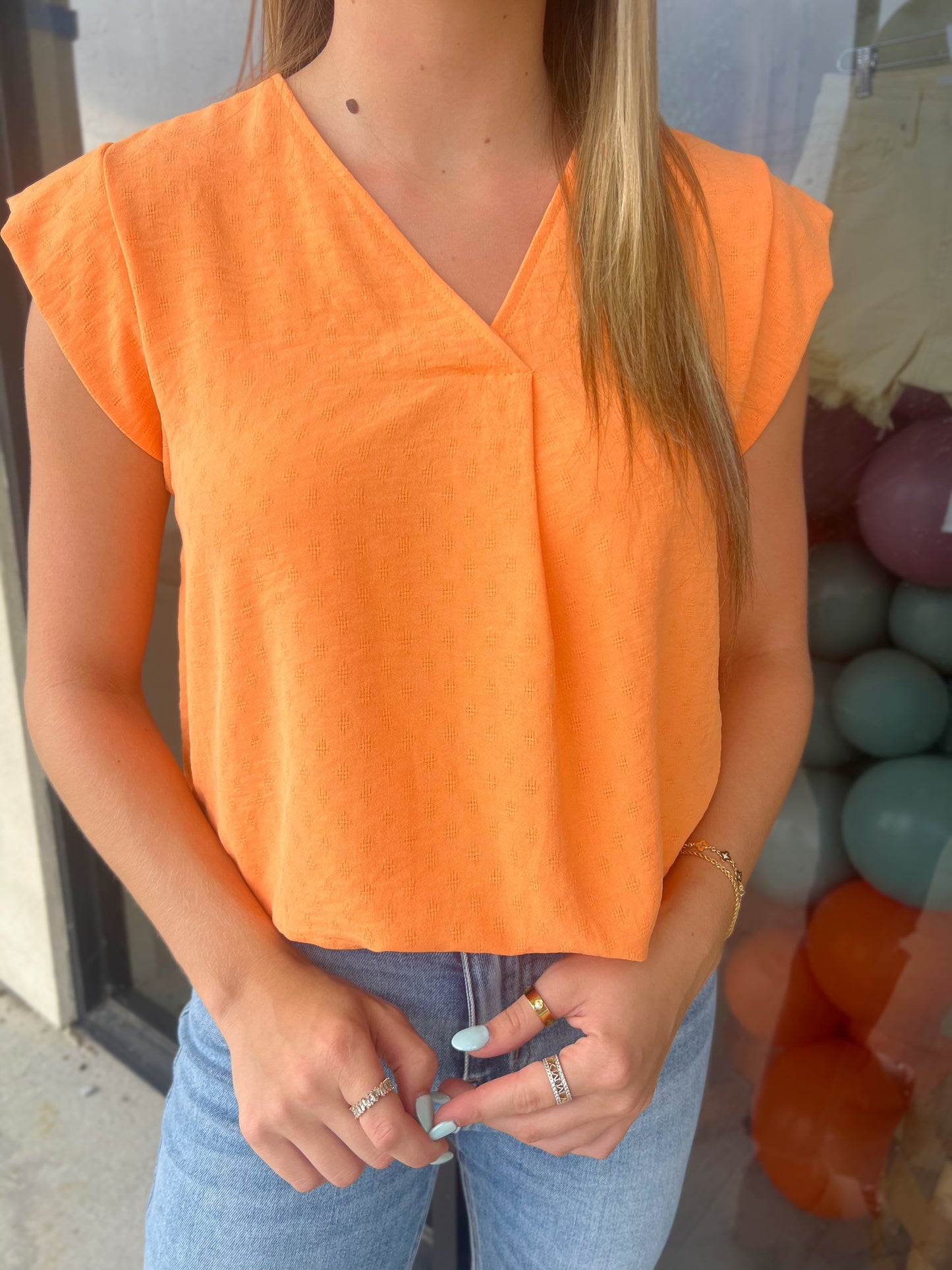 SMALL - Textured in Orange Top