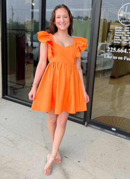 LARGE - Tangled in Tangerine Dress