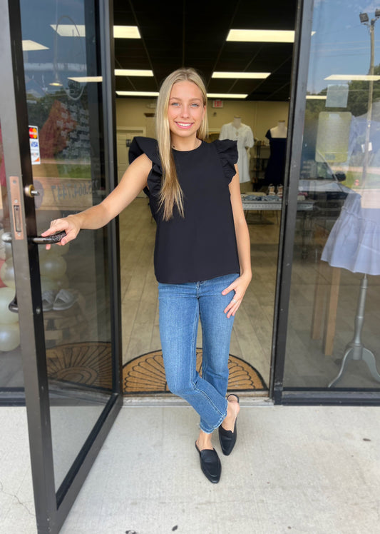 Bubbly in Black Blouse