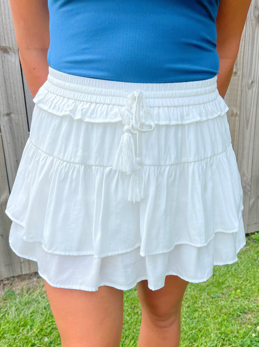 MEDIUM - Ruffled in Ivory Skirt