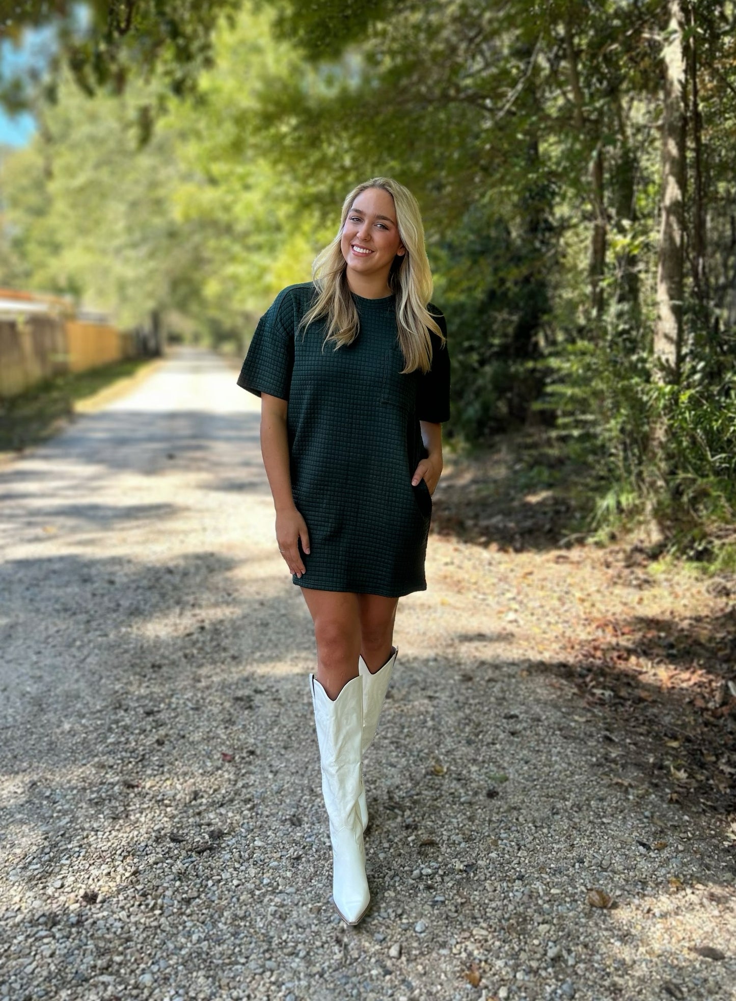 Quite Quilted Dress in Forest