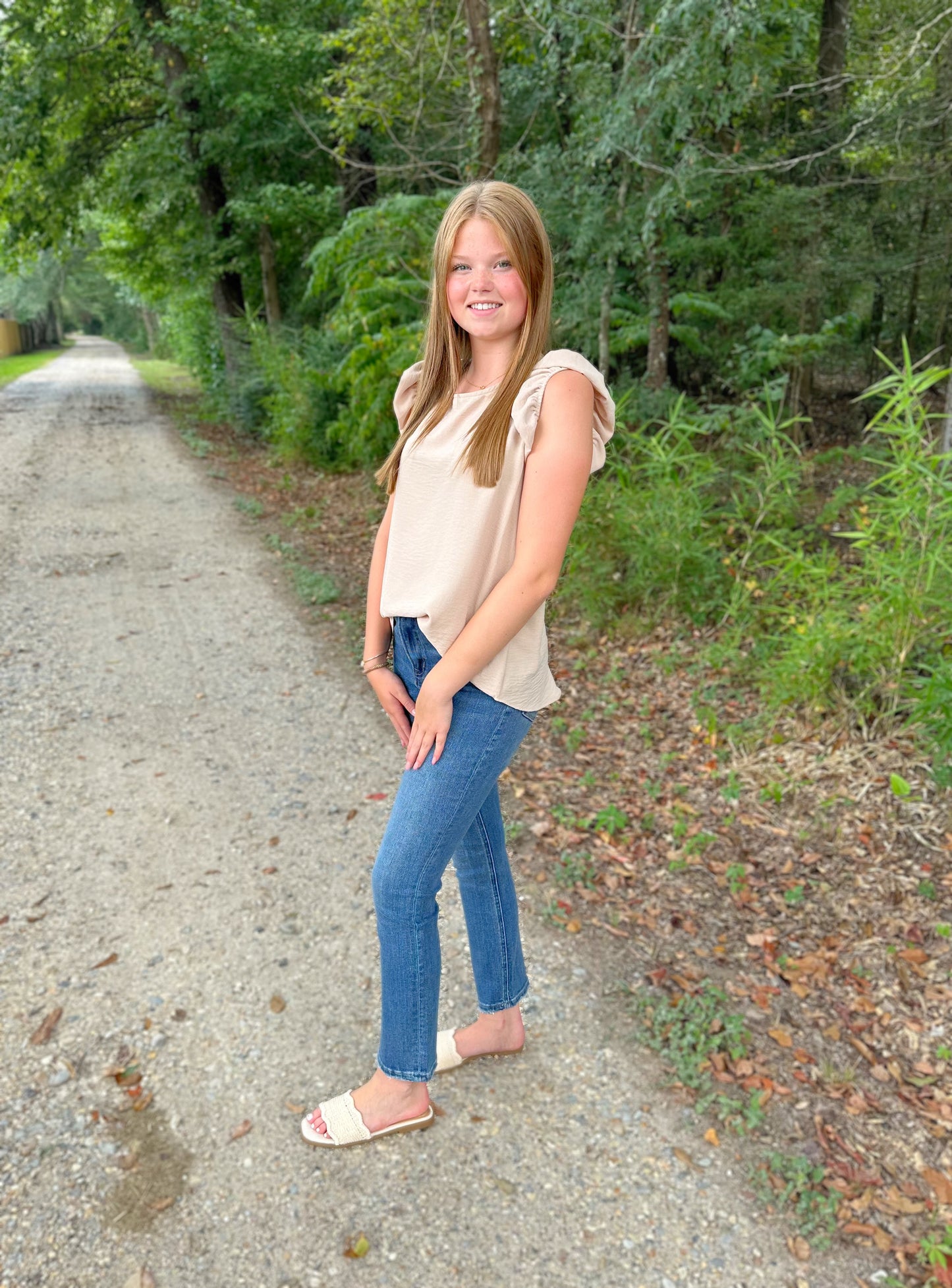 Ruffled in Sand Blouse