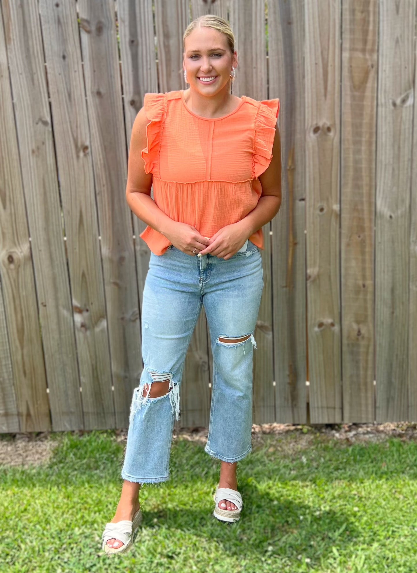 LARGE - Perfect Papaya Gauze Blouse